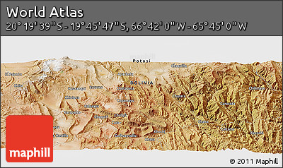 Satellite Panoramic Map of the Area around 20° 2' 43" S, 66° 13' 29" W