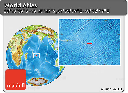 Physical Location Map of the Area around 20° 2' 43" S, 68° 4' 29" E