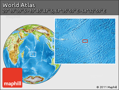 Physical Location Map of the Area around 20° 2' 43" S, 68° 4' 29" E