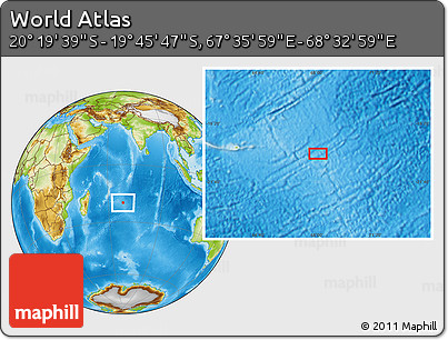 Physical Location Map of the Area around 20° 2' 43" S, 68° 4' 29" E