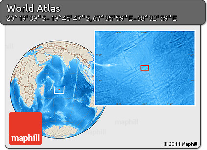 Shaded Relief Location Map of the Area around 20° 2' 43" S, 68° 4' 29" E