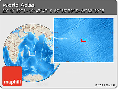 Shaded Relief Location Map of the Area around 20° 2' 43" S, 68° 4' 29" E
