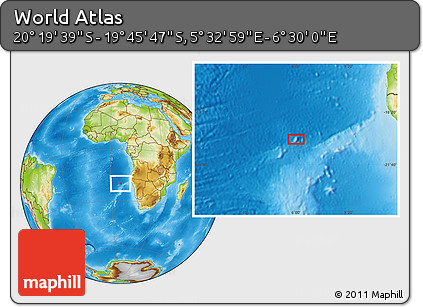 Physical Location Map of the Area around 20° 2' 43" S, 6° 1' 30" E