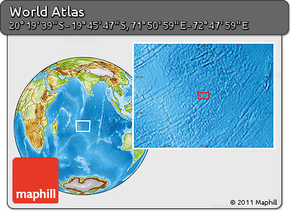 Physical Location Map of the Area around 20° 2' 43" S, 72° 19' 29" E