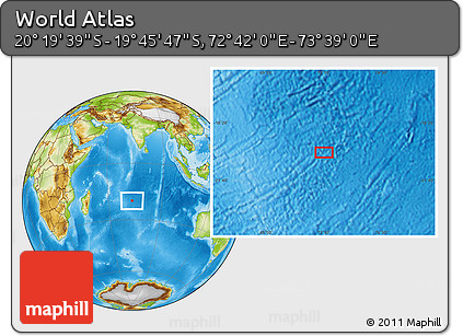 Physical Location Map of the Area around 20° 2' 43" S, 73° 10' 30" E