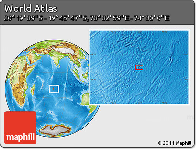 Physical Location Map of the Area around 20° 2' 43" S, 74° 1' 30" E