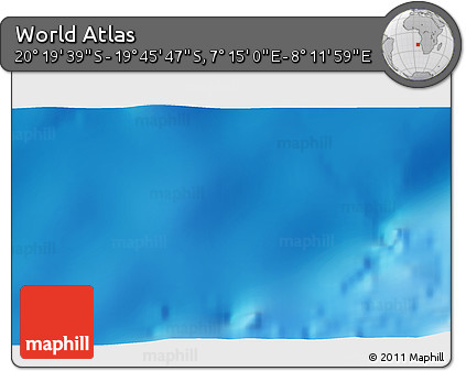 Physical 3D Map of the Area around 20° 2' 43" S, 7° 43' 29" E