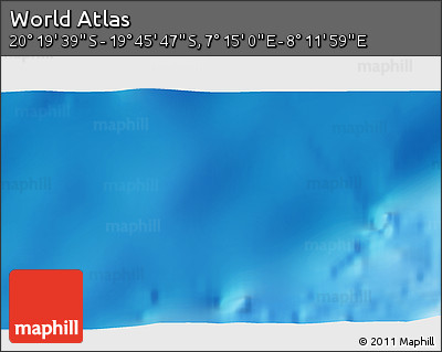 Physical 3D Map of the Area around 20° 2' 43" S, 7° 43' 29" E