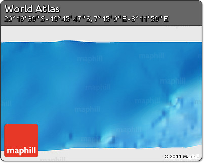 Physical 3D Map of the Area around 20° 2' 43" S, 7° 43' 29" E