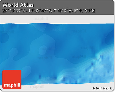 Political 3D Map of the Area around 20° 2' 43" S, 7° 43' 29" E