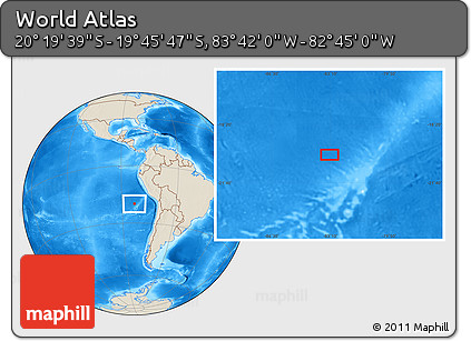 Shaded Relief Location Map of the Area around 20° 2' 43" S, 83° 13' 29" W