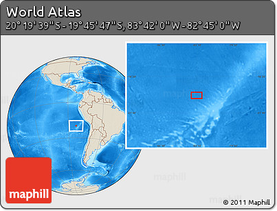 Shaded Relief Location Map of the Area around 20° 2' 43" S, 83° 13' 29" W