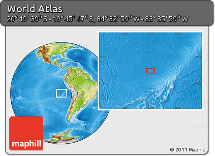 Physical Location Map of the Area around 20° 2' 43" S, 84° 4' 29" W