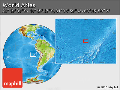 Physical Location Map of the Area around 20° 2' 43" S, 84° 4' 29" W