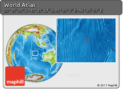 Physical Location Map of the Area around 20° 2' 43" S, 96° 7' 30" E