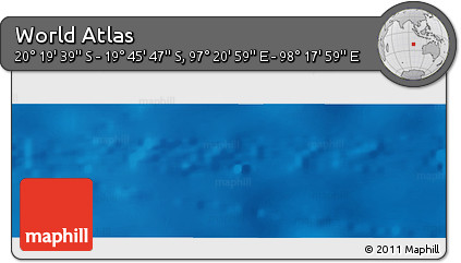Physical Panoramic Map of the Area around 20° 2' 43" S, 97° 49' 29" E