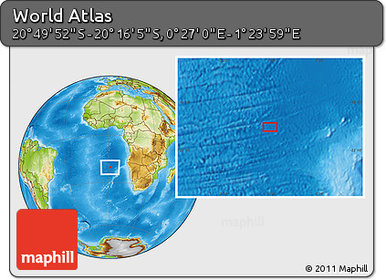 Physical Location Map of the Area around 20° 32' 59" S, 0° 55' 29" E