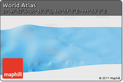 Physical Panoramic Map of the Area around 20° 32' 59" S, 111° 25' 30" E