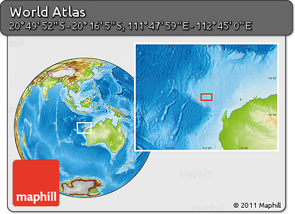 Physical Location Map of the Area around 20° 32' 59" S, 112° 16' 30" E