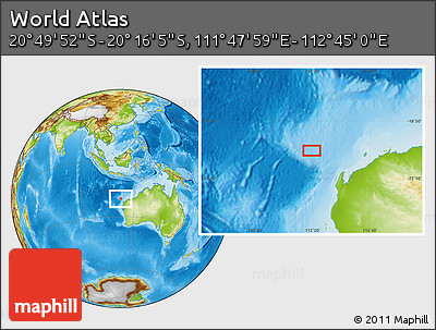 Physical Location Map of the Area around 20° 32' 59" S, 112° 16' 30" E