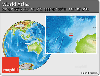 Physical Location Map of the Area around 20° 32' 59" S, 112° 16' 30" E