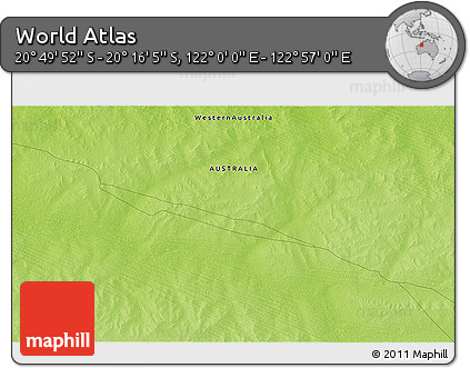 Physical 3D Map of the Area around 20° 32' 59" S, 122° 28' 29" E