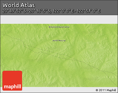 Physical 3D Map of the Area around 20° 32' 59" S, 122° 28' 29" E