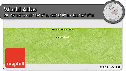 Physical Panoramic Map of the Area around 20° 32' 59" S, 122° 28' 29" E