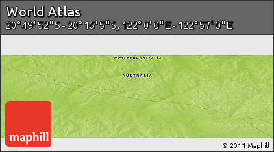 Physical Panoramic Map of the Area around 20° 32' 59" S, 122° 28' 29" E