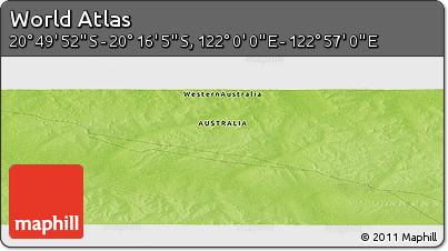 Physical Panoramic Map of the Area around 20° 32' 59" S, 122° 28' 29" E