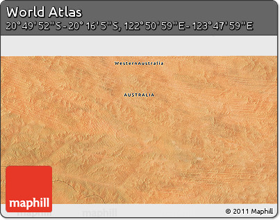 Satellite 3D Map of the Area around 20° 32' 59" S, 123° 19' 29" E