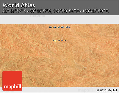 Satellite 3D Map of the Area around 20° 32' 59" S, 123° 19' 29" E