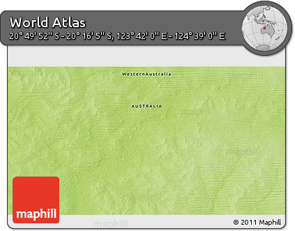 Physical 3D Map of the Area around 20° 32' 59" S, 124° 10' 30" E