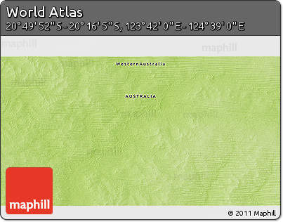 Physical 3D Map of the Area around 20° 32' 59" S, 124° 10' 30" E
