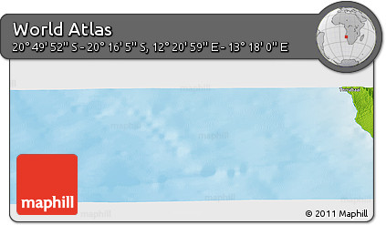 Physical Panoramic Map of the Area around 20° 32' 59" S, 12° 49' 29" E