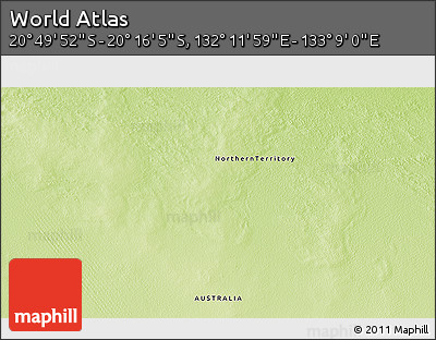 Physical 3D Map of the Area around 20° 32' 59" S, 132° 40' 30" E