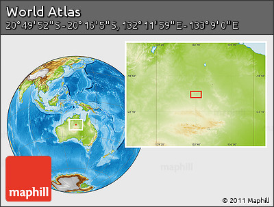 Physical Location Map of the Area around 20° 32' 59" S, 132° 40' 30" E