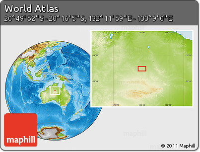 Physical Location Map of the Area around 20° 32' 59" S, 132° 40' 30" E