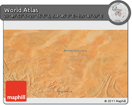 Satellite 3D Map of the Area around 20° 32' 59" S, 135° 13' 29" E