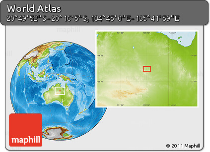 Physical Location Map of the Area around 20° 32' 59" S, 135° 13' 29" E