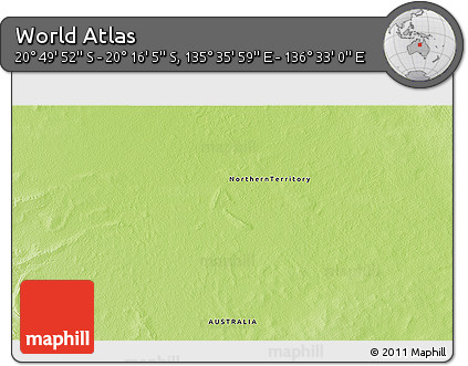 Physical 3D Map of the Area around 20° 32' 59" S, 136° 4' 29" E