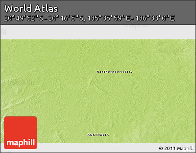 Physical 3D Map of the Area around 20° 32' 59" S, 136° 4' 29" E