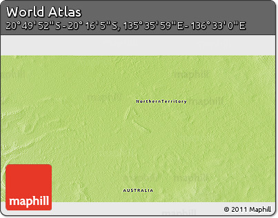 Physical 3D Map of the Area around 20° 32' 59" S, 136° 4' 29" E
