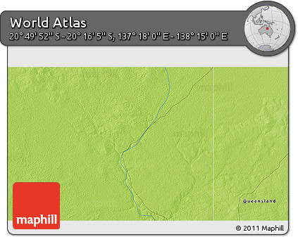Physical 3D Map of the Area around 20° 32' 59" S, 137° 46' 30" E