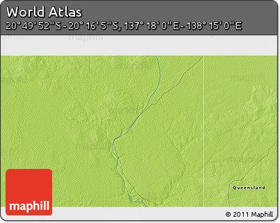 Physical 3D Map of the Area around 20° 32' 59" S, 137° 46' 30" E