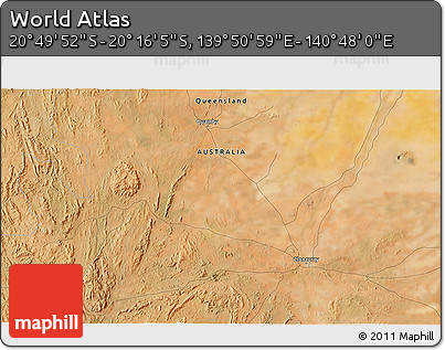 Satellite 3D Map of the Area around 20° 32' 59" S, 140° 19' 29" E