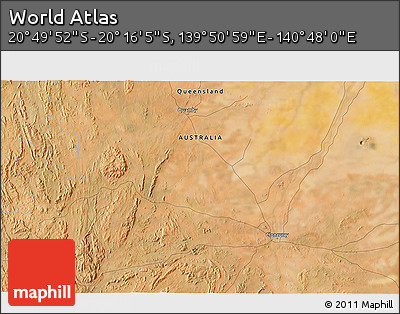 Satellite 3D Map of the Area around 20° 32' 59" S, 140° 19' 29" E