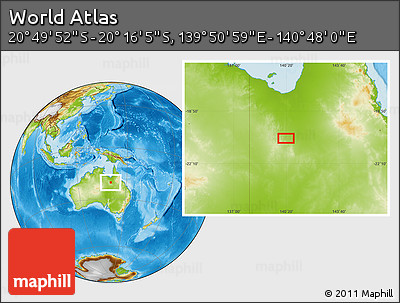 Physical Location Map of the Area around 20° 32' 59" S, 140° 19' 29" E