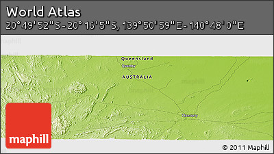 Physical Panoramic Map of the Area around 20° 32' 59" S, 140° 19' 29" E