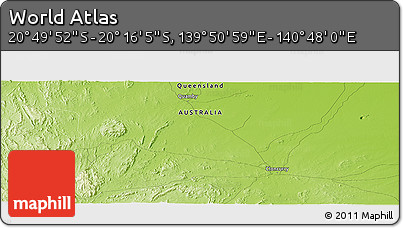 Physical Panoramic Map of the Area around 20° 32' 59" S, 140° 19' 29" E